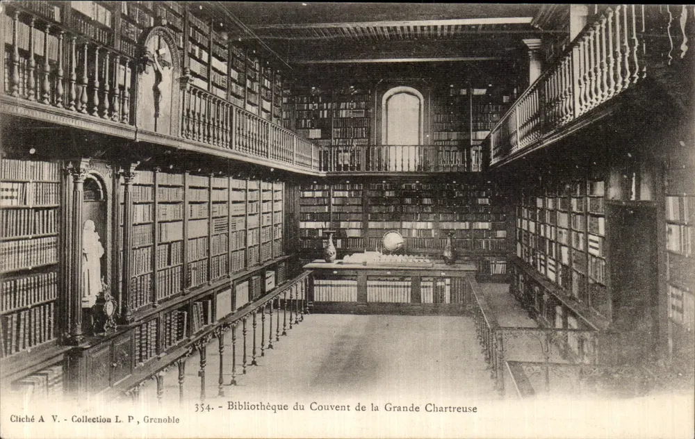 Biblioteca do Convento da Grande Chartreuse — Grenoble — Cliché A.V., Coleção L.P. - Frente