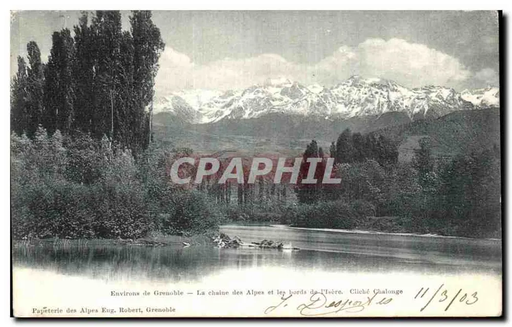Um Grenoble — Die Alpenkette und die Ufer der Isère — Papeterie des Alpes Eug. Robert, Grenoble - Vorderseite