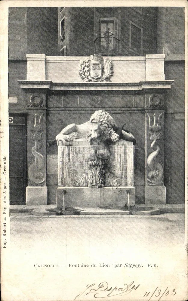 Grenoble — Fontäne des Löwen von Sappey — Eug. Robert, Grenoble - Vorderseite