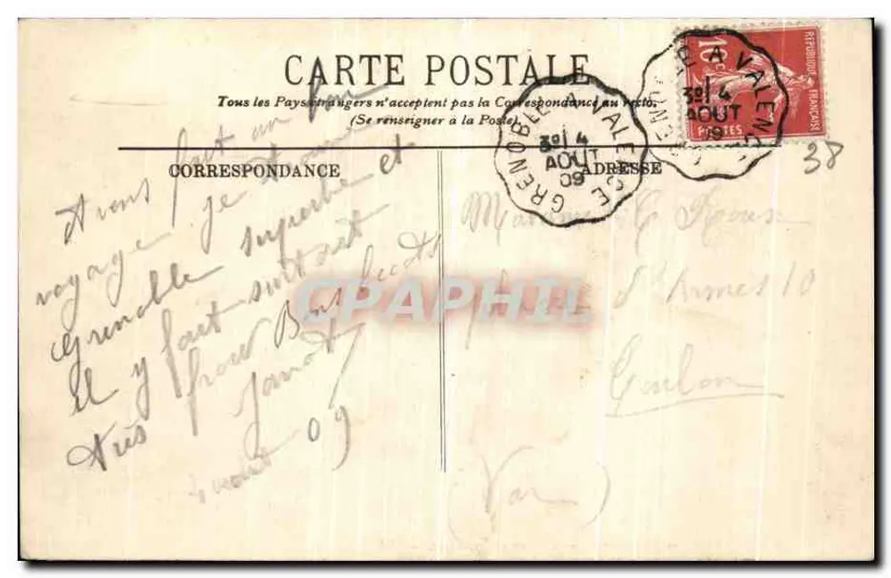 Grenoble — Panorama — Die Isère und die Alpen — LL. - Rückseite