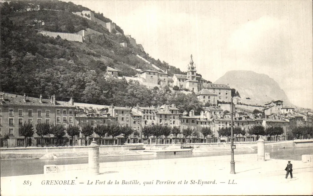 Grenoble — Das Bastille-Fort, Perrière-Ufer und die Kirche St-Eynard — LL. - Vorderseite