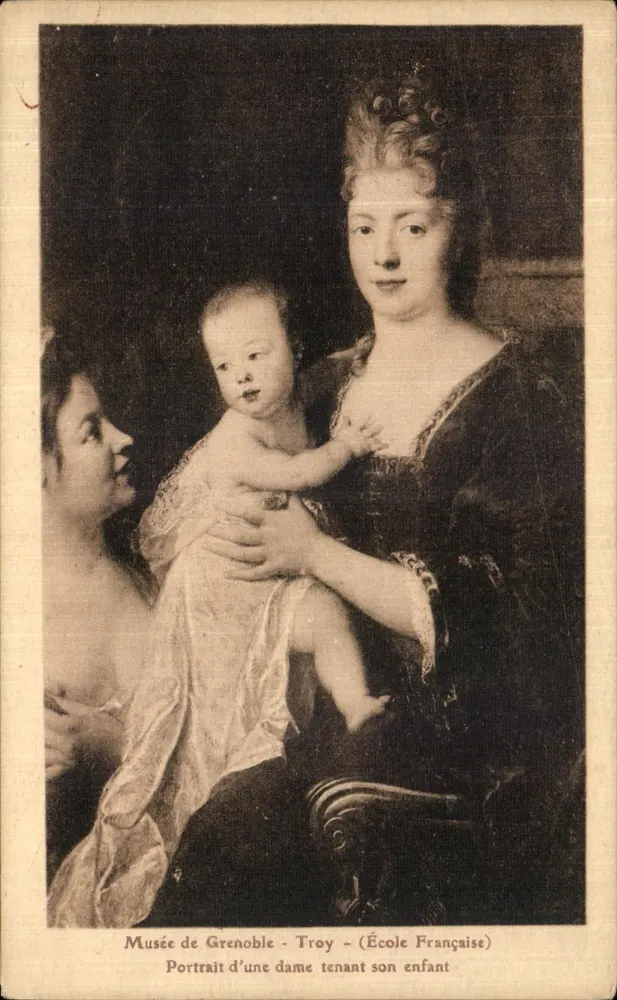 Museum von Grenoble - Portrait einer Dame, die ihr Kind hält — französische Schule — Ch. Piccardy, Grenoble - Vorderseite