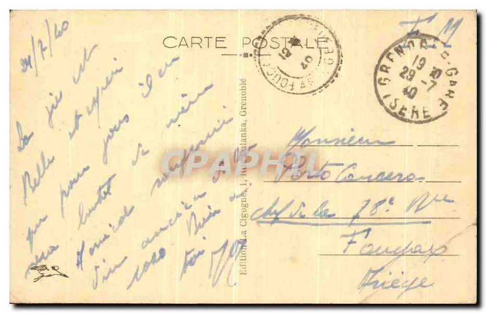Grenoble — L'Isère et les Alpes — Éditeur La Cigogne, n°35 - Verso