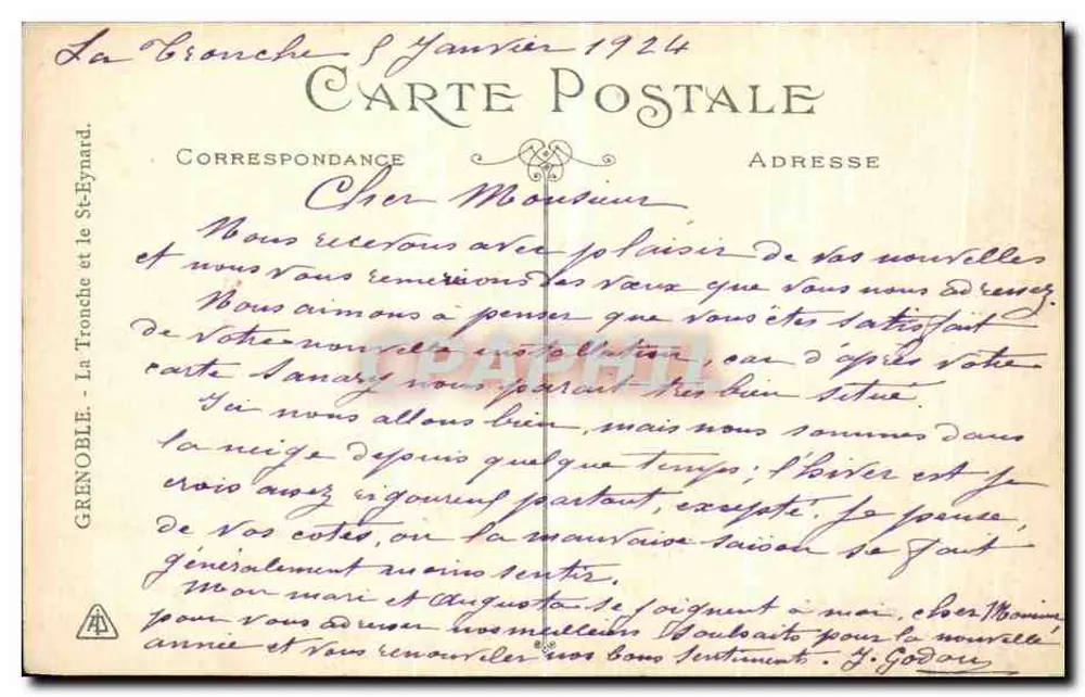 La Tronche — Visão do monte Saint-Martin — Editor não identificado - Verso