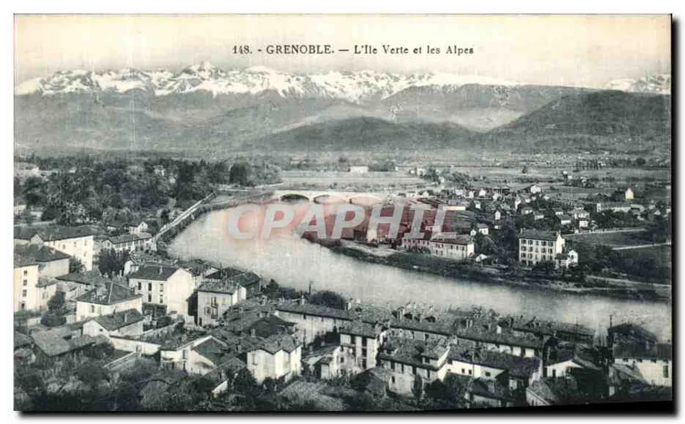 Grenoble — A Ilha Verde e os Alpes — C. Baffert, Grenoble - Frente