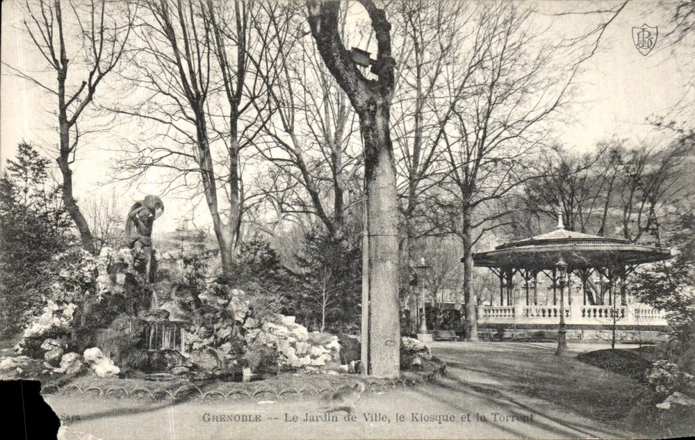 Grenoble — Der Stadtpark, das Kiosk und der Wasserfall — Verlag Saga - Vorderseite
