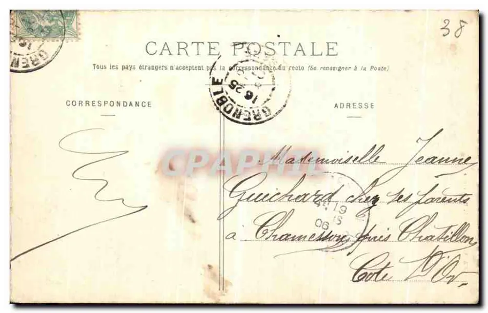 Grenoble - Die Kathedrale und das Centenar-Monument — Cliché A. V., Sammlung L. P., n° 199 - Rückseite