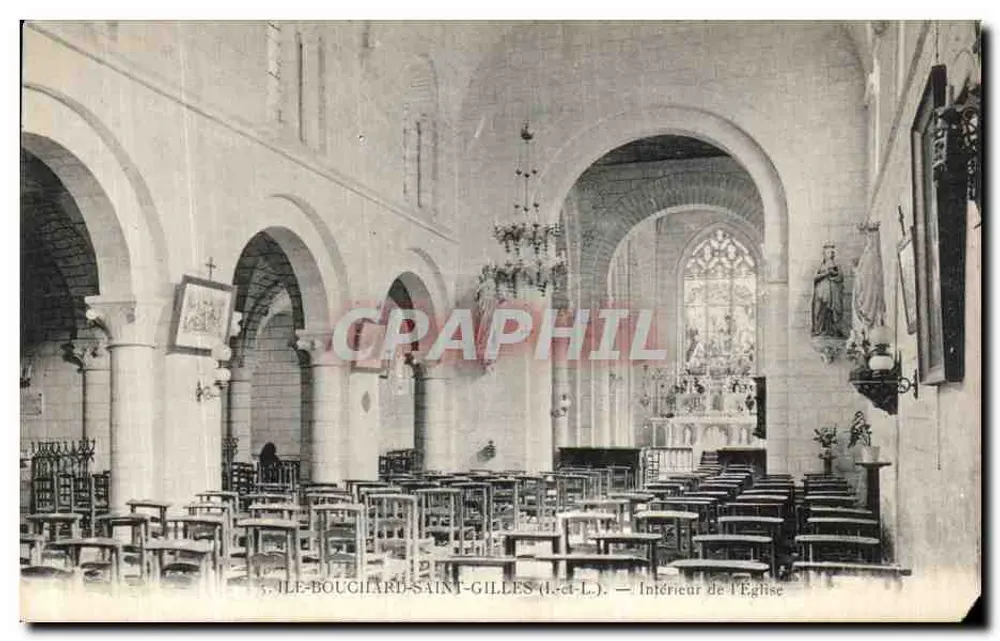 Ile-Bouchard-Saint-Gilles — Innenansicht der Kirche — Verlag: Lécl-L. - Vorderseite