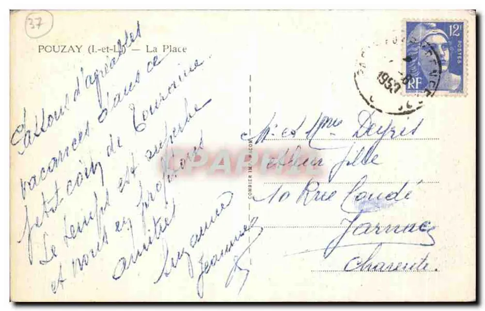 Pouzay (Loir-et-Cher) — A Praça — Cim - Verso