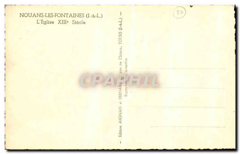 Nouans-les-Fontaines — A Igreja Século XIII — Edição AIGNAN e BERNAN, Chinon - Verso