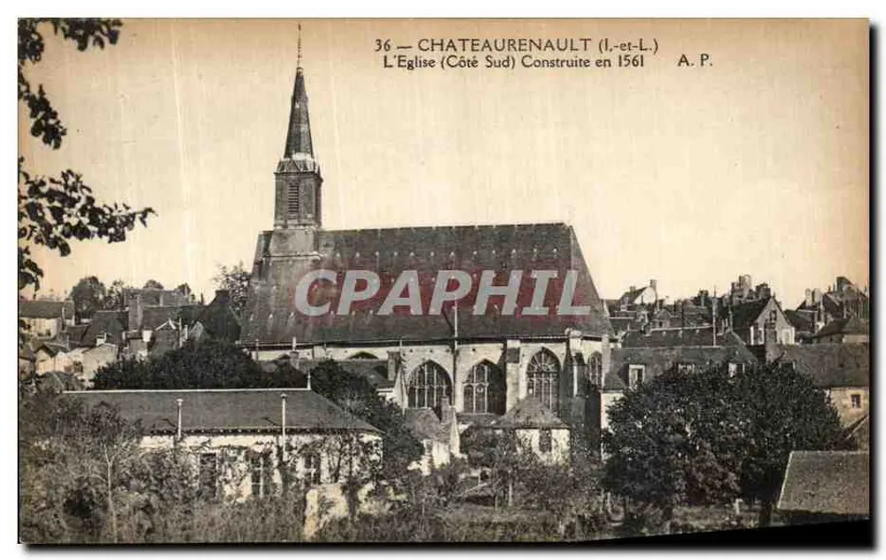 Châteaurault — A Igreja (Lado Sul) — Construída em 1561 — A. P. - Frente