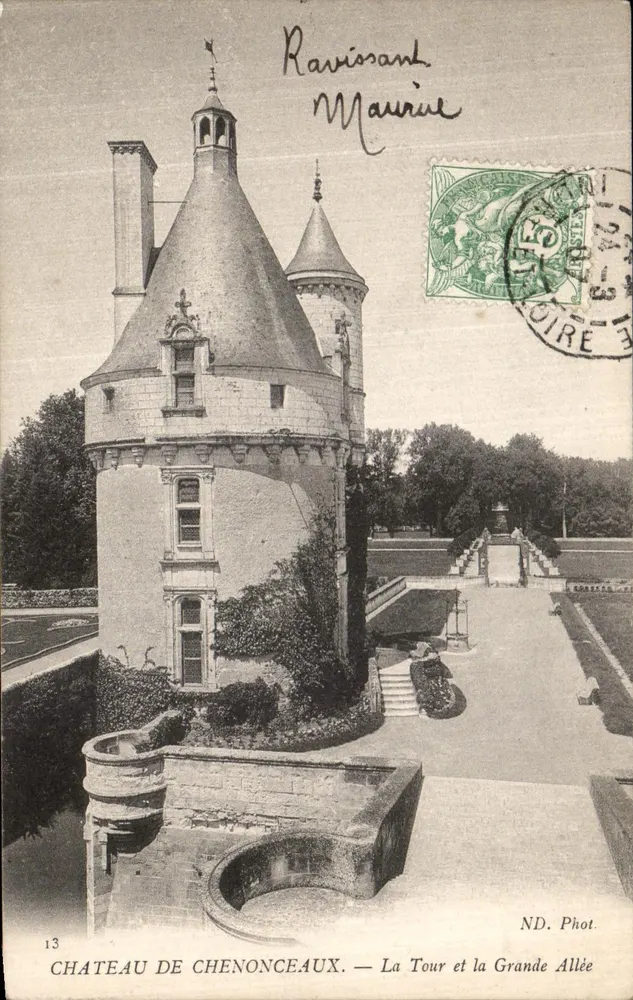 Château de Chenonceaux — Die Turm und die Grande Allée — ND. Phot. n°13 - Vorderseite