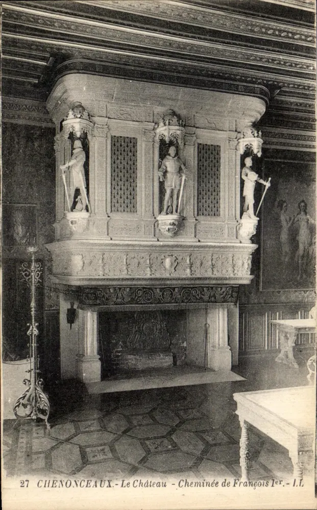 Chenonceaux - Das Schloss - Kamin von François Ier - I.L. - Vorderseite