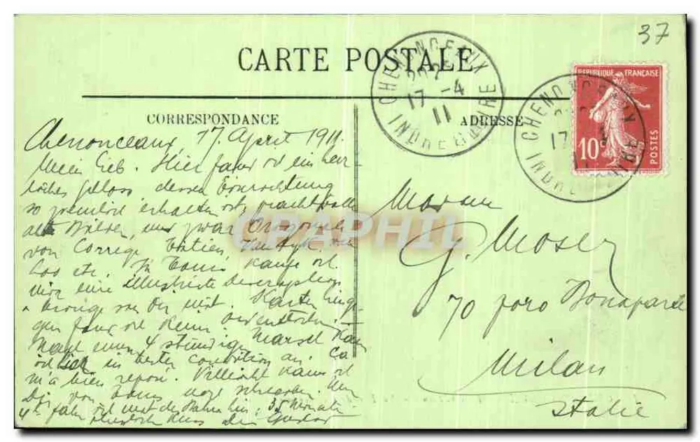 Chenonceaux — O Castelo — A Fachada Ocidental — LL. - Verso