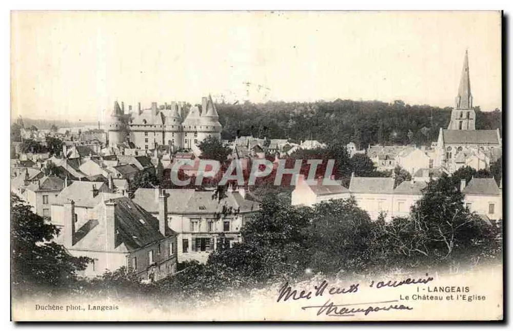 Langeais — Das Schloss und die Kirche — Duchêne phot. Langeais - Vorderseite
