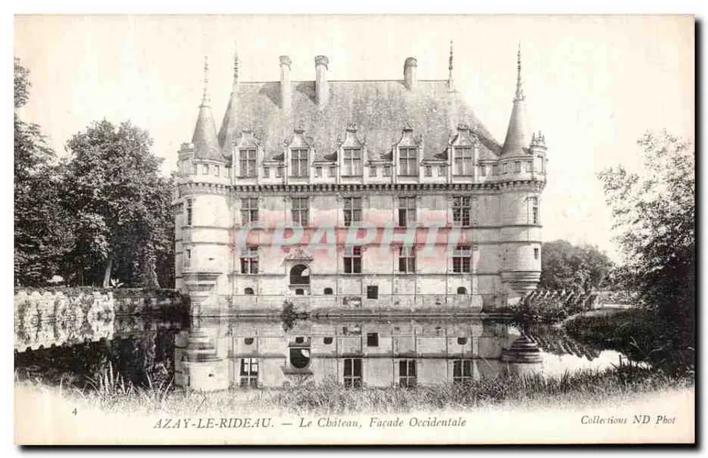 Azay-le-Rideau — O Castelo, Fachada Ocidental — Coleção ND Fotografia - Frente