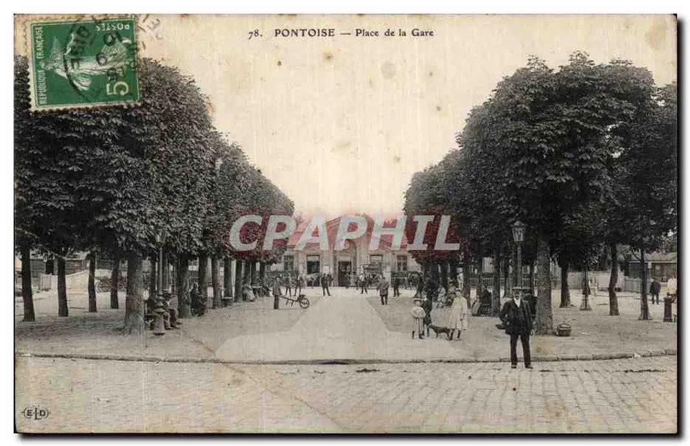 Pontoise — Piazza della Stazione — Editore E.D. n°78 - Recto