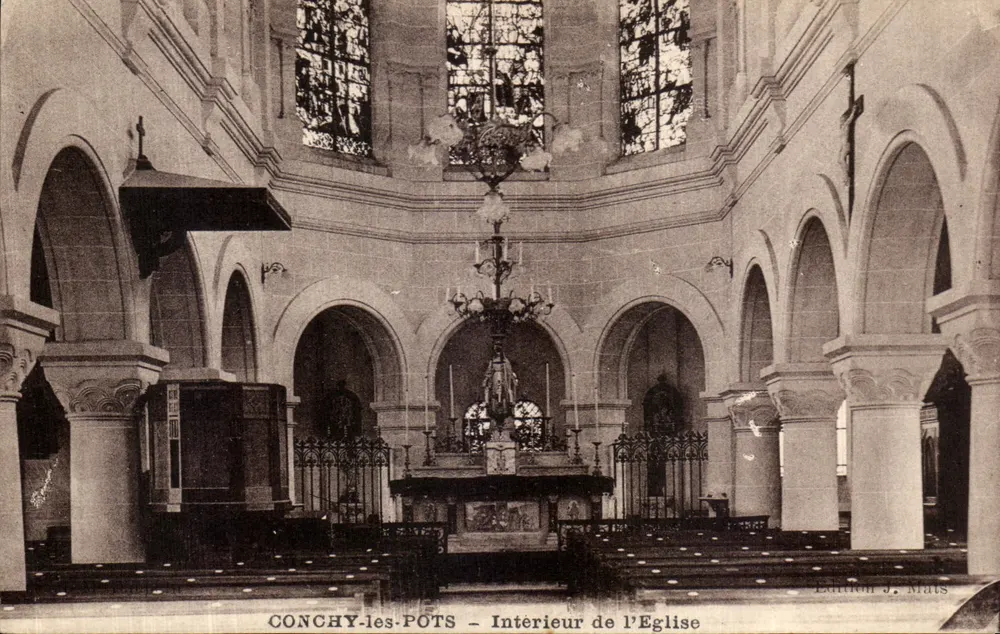 Conchy-les-Pots — Binnenkant van de Kerk — Uitgave J. Mats - Voorkant