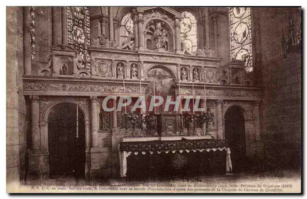 Interior da Igreja — Altar e retábulo esculpido — Editor A. i. Floste, Paris - Frente