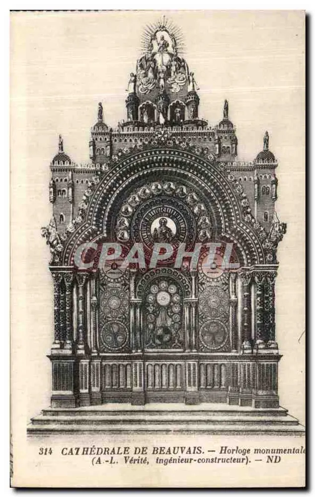 Beauvais-Kathedrale — Monumentale Uhr — A.-L. Vérité, Ingenieur-Architekt - Vorderseite