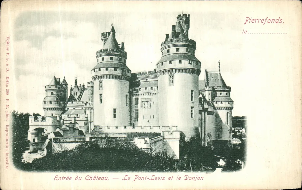 PierreFonds — Eingang zum Schloss. Der Pont-Levis und der Bergfried — Verleger P. S. bei D. n° 390 - Vorderseite