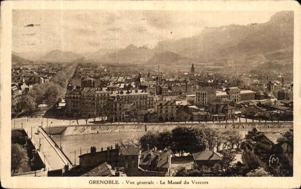 Grenoble - Allgemeiner Blick - Das Vercors-Massiv — Kunst-Heliogravur, Edition Marmondo Frères, Nr. 12 - Vorderseite