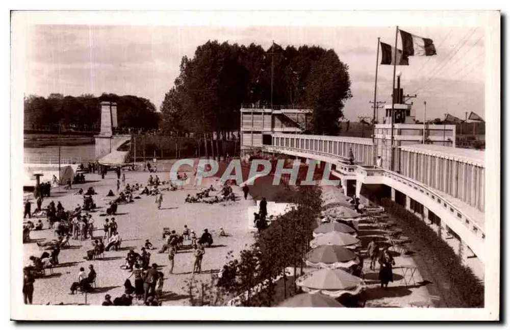 Strand Lys-Chantilly, Boran (Oise) — Ein Stück des Strandes und die Hütten — Foto René Gallois - Rueil-Malmaison (S.&O.) - Vorderseite