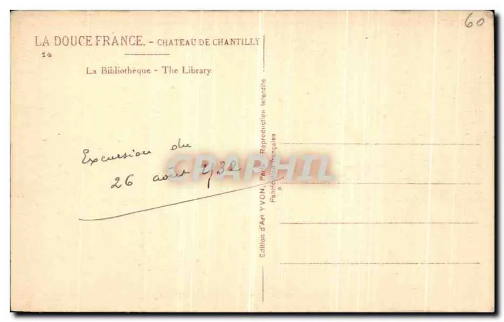 Biblioteka Zamku w Chantilly — Wydawnictwo Art YVON, nr 1a - Rewers