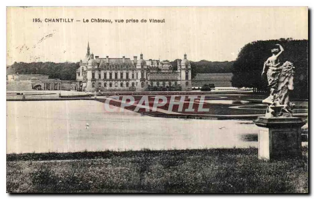 Chantilly — O Castelo, vista tirada de Vineuil — A. Houdier, série 185 - Frente
