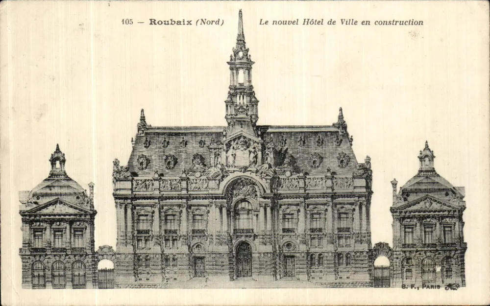Roubaix (Nord) — Das neue Rathaus in Bau — B.F. PARIS n°405 - Vorderseite