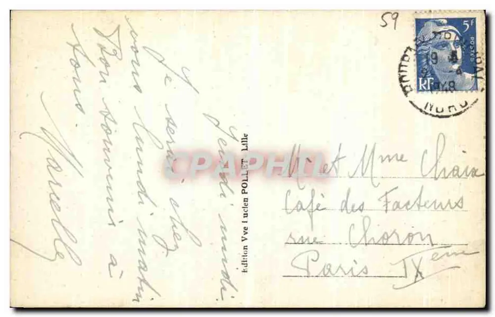 Roubaix — École Nationale des Beaux-Arts — édition Vve Lucien Poll, Lille - Verso