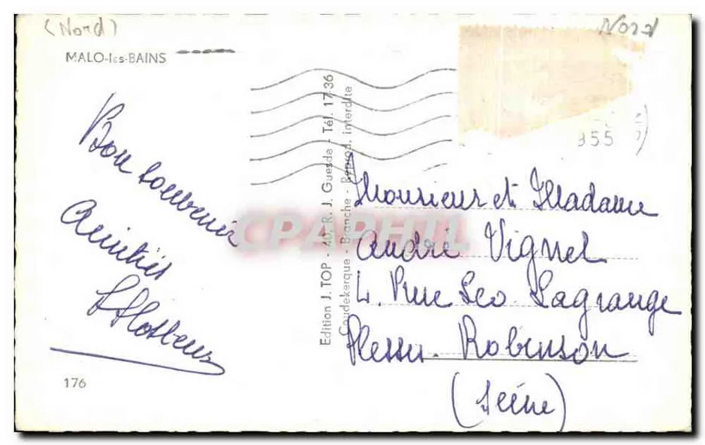 Malo-les-Bains — vista panorâmica — Edição J. TOP, série 176 - Verso
