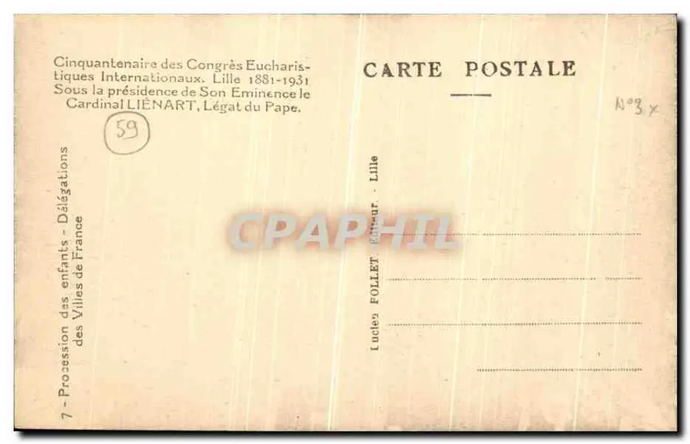 Prozession der Kinder Frankreichs — Lille — Lucien Follet Éditeur - Rückseite