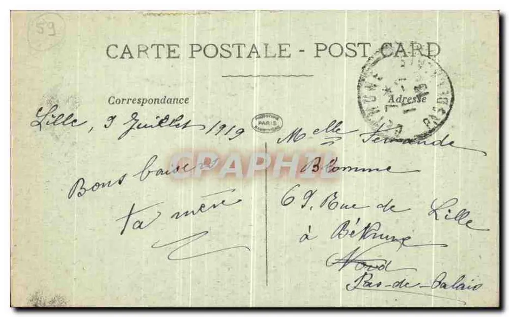 LILLE – Rue de Béthune — ruínas após guerra — La Bonde, n°2071 - Verso