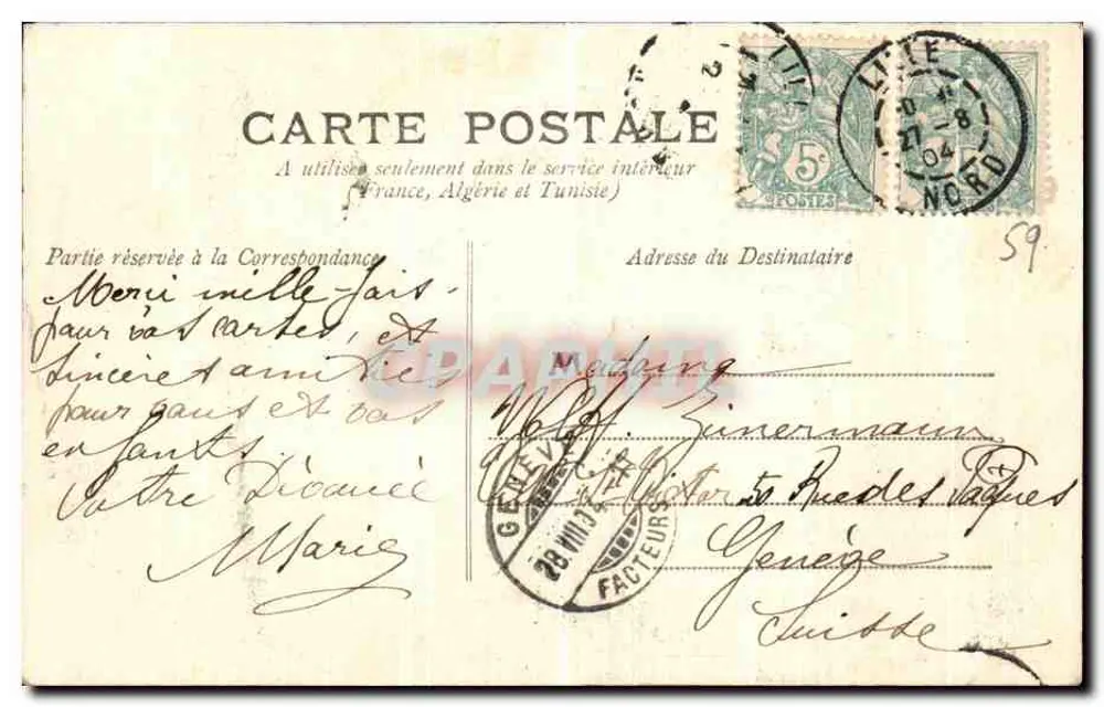 Lille - O Monumento Desrousseaux - E.C. - 61 - Verso