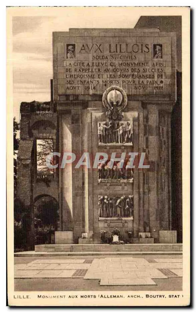 Lille - Monument aos Mortos - Arq. Boutry, Stat. - Frente