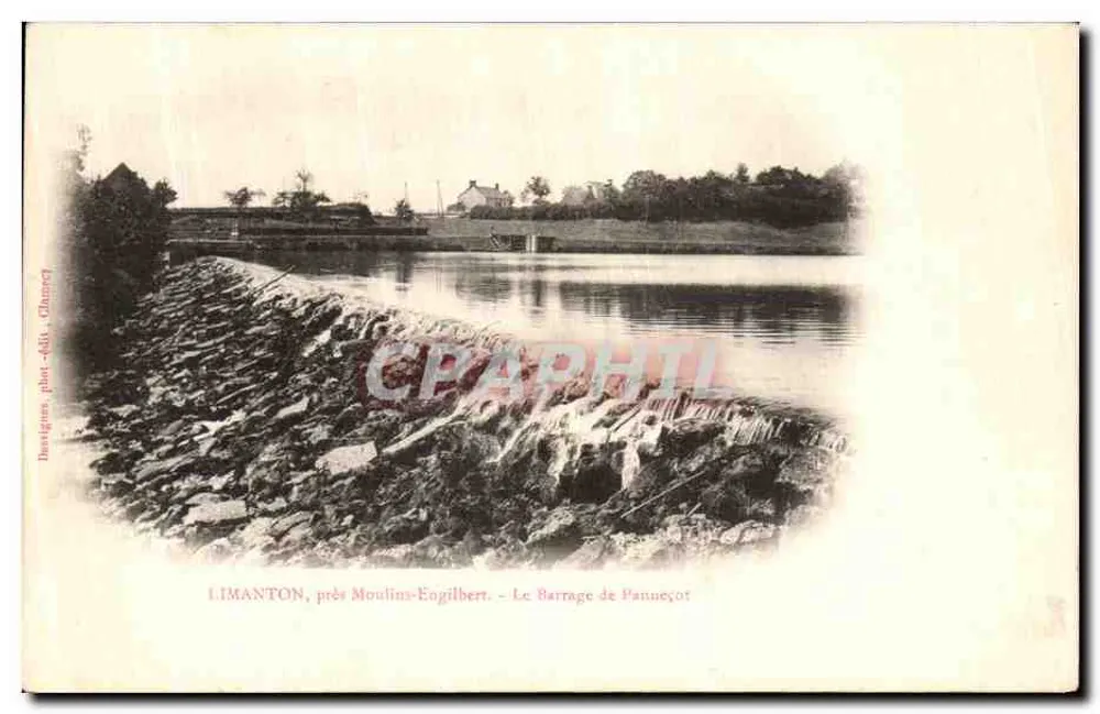 Limanton, perto de Moulin-Engilbert — O Barragem de Panneyot — Dessaigne, fot. - Add. (Champery) - Frente