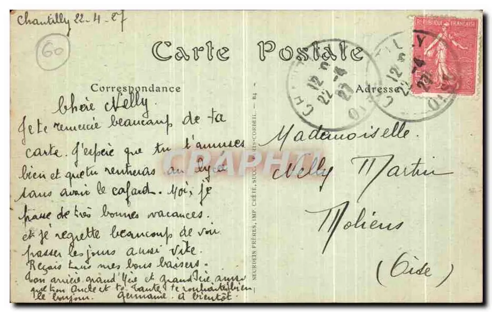 Castillo de Chantilly — Estatua del Duque de Aumale de Gérôme — Editor ND - Reverso
