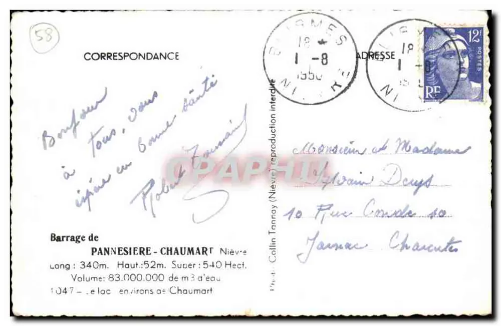 Staudamm Pannesiere-Chaumart — Nièvre — Verlag Collin Tannay - Rückseite