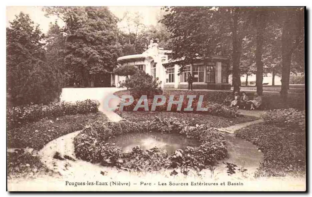 Pouguès-les-Eaux (Nièvre) — Park — Die äußeren Quellen und Bassin — Verlag Torcelin - Vorderseite
