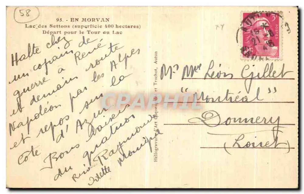 See der Settons — Morvan — Antike Ansichtskarte Art Truchot n°58 - Rückseite