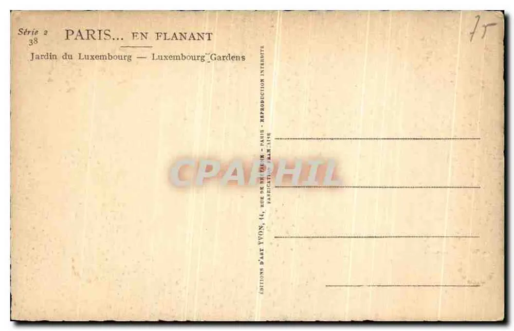 Luxemburggarten — Paris — Éditions d'Art Yvon, n° 38 - Rückseite