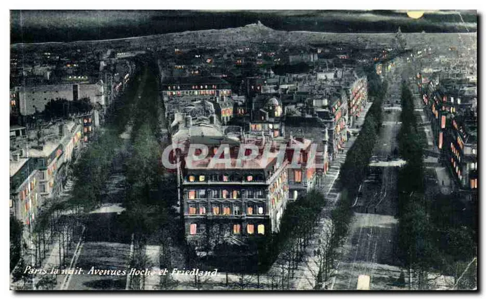 Paris nachts — Avenue Foch und Friedland — Édition E. L., Paris - Vorderseite