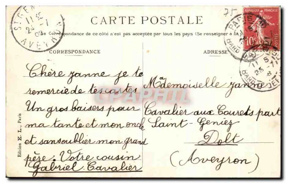 Paris nachts — Avenue Foch und Friedland — Édition E. L., Paris - Rückseite