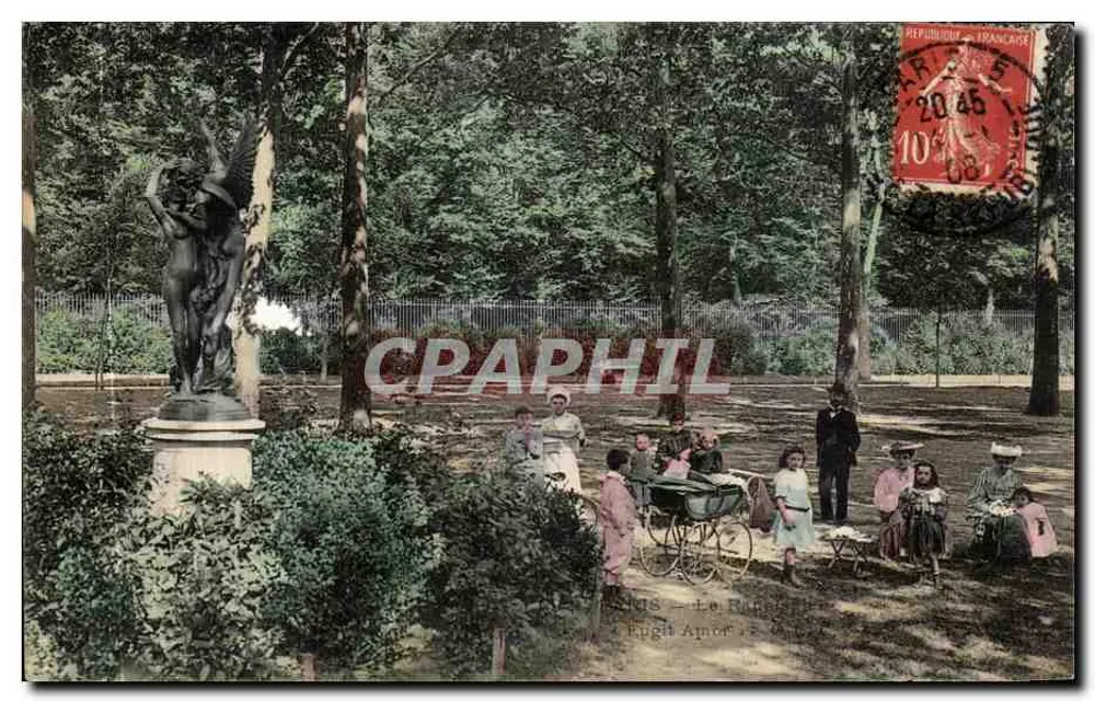 Paris - O Parque das Buttes-Chaumont — cena de piquenique — editor anônimo, número de série não visível - Frente