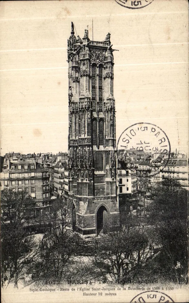 Torre Saint-Jacques — Restos da Igreja Saint-Jacques de la Boucherie — Paris - Frente