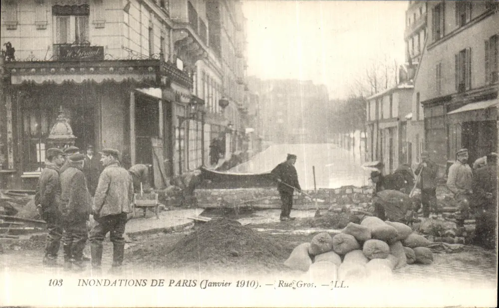 Überschwemmungen in Paris (Januar 1910) — Rue Gros — LL. - Vorderseite