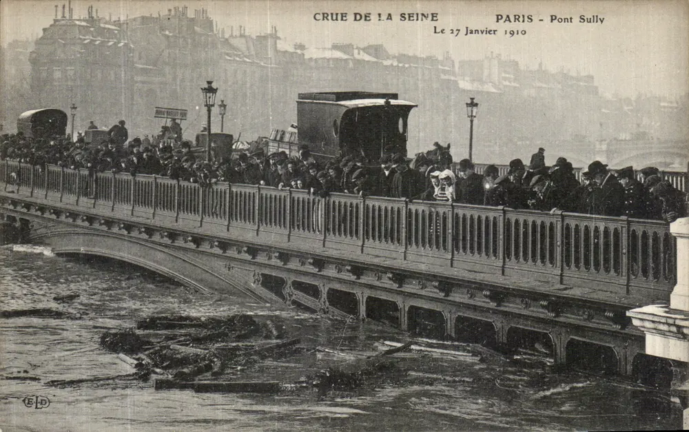 Überschwemmung der Seine — Paris - Brücke Sully — 27. Januar 1910 — Verlag ELD - Vorderseite