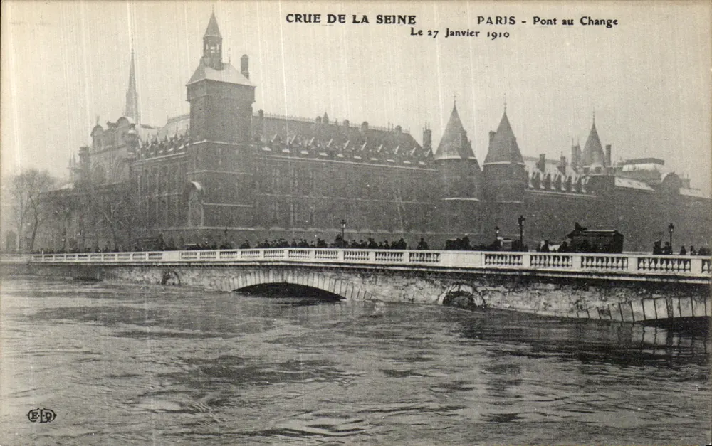 Flut der Seine — Paris - Pont au Change — 27. Januar 1910 — Verlag EID - Vorderseite