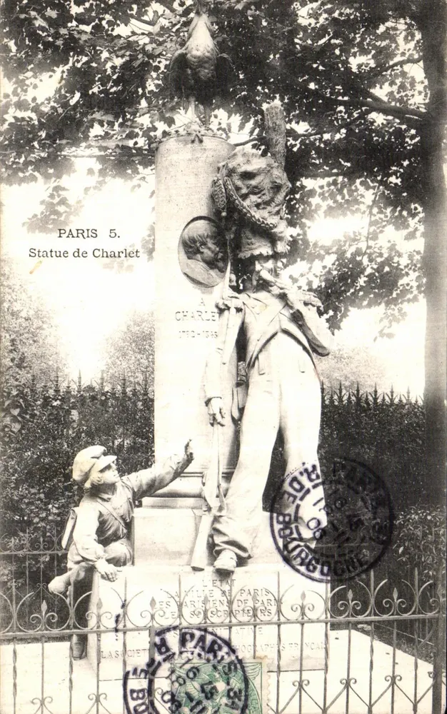Statua di Charlet — Parigi 5° — Società di Fotografia in Normandia - Recto